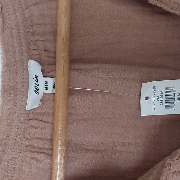 NWT Aerie Gauzy 100% Cotton Sleeveless Crop Top Frayed Light Brown Size Medium - Picture 4 of 8